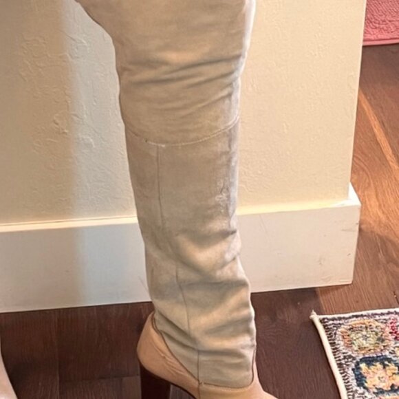 Over The Knee High Heel Boots - Suede/Leather Camel - Vintage Brazillian - Picture 6 of 13